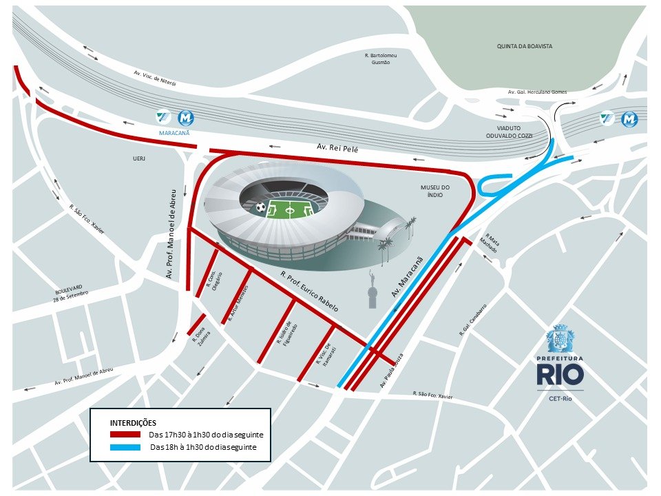A CET-Rio montou esquema especial de trânsito para a semifinal entre Flamengo X Racing, pela Taça da Libertadores da América, que acontecerá nesta quarta-feira, 22/10, às 21h30, no estádio do Maracanã, na Zona Norte da cidade