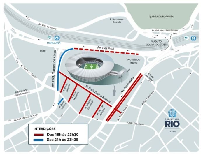 A CET-Rio realizará operação de trânsito nesta quarta-feira, dia 28/01, para jogo entre Fluminense e Grêmio pelo Campeonato Brasileiro, que acontecerá às 19h30, no estádio do Maracanã.