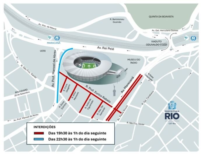 A Companhia de Engenharia de Tráfego do Rio de Janeiro (CET-Rio) realizará operação de trânsito nesta segunda-feira, dia 02/03, para jogo entre Madureira e Flamengo pela semifinal do Campeonato Carioca, que acontecerá às 21h, no estádio do Maracanã