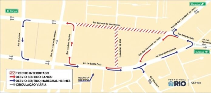 A CET-Rio irá implantar uma operação de trânsito a partir deste domingo (19/07), em Realengo, Zona Oeste da cidade, para viabilizar as obras de macrodrenagem executadas pela Fundação Rio-Águas